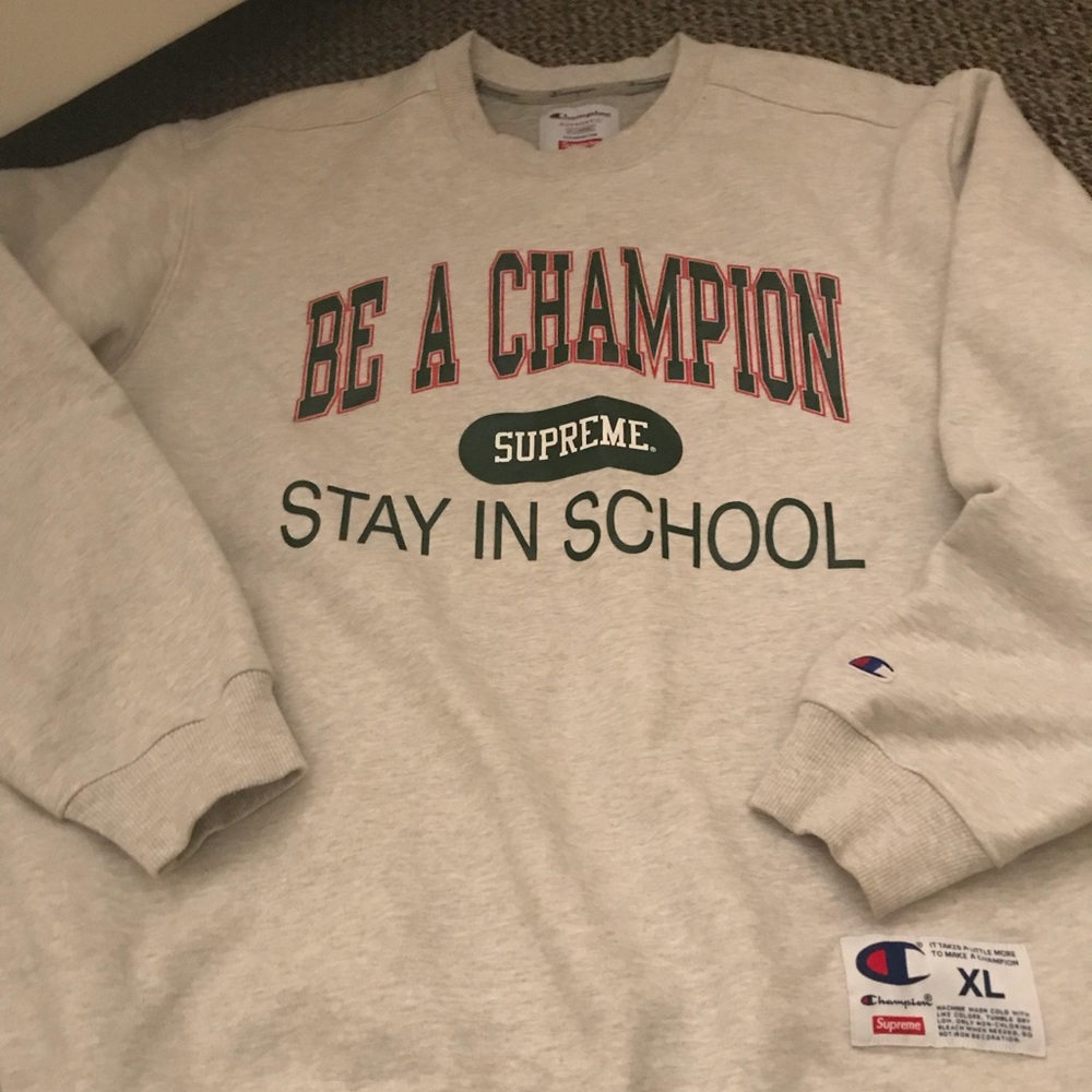 Supreme x Champion ‘Stay in School’ Sweatshirt